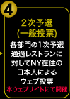 2次予選（一般投票） - 各部門の1次予選通過レストランに対してNY在住の日本人によるウェブ投票